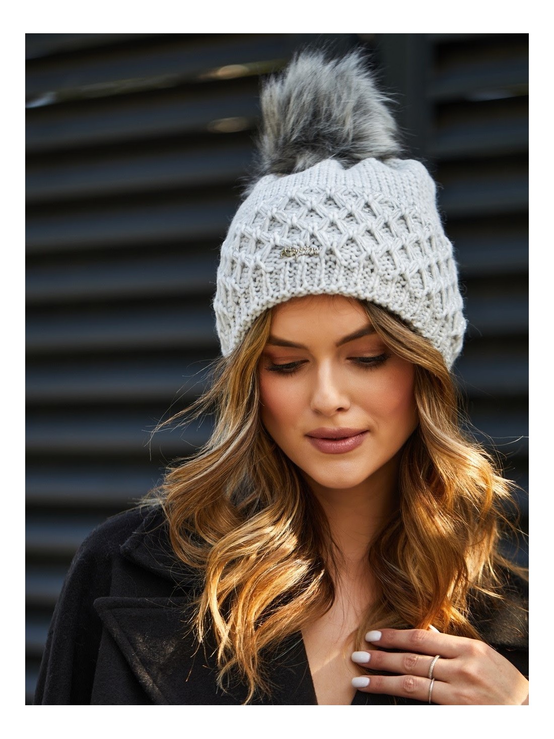 Light gray winter hat C14 - Online store - Boutique